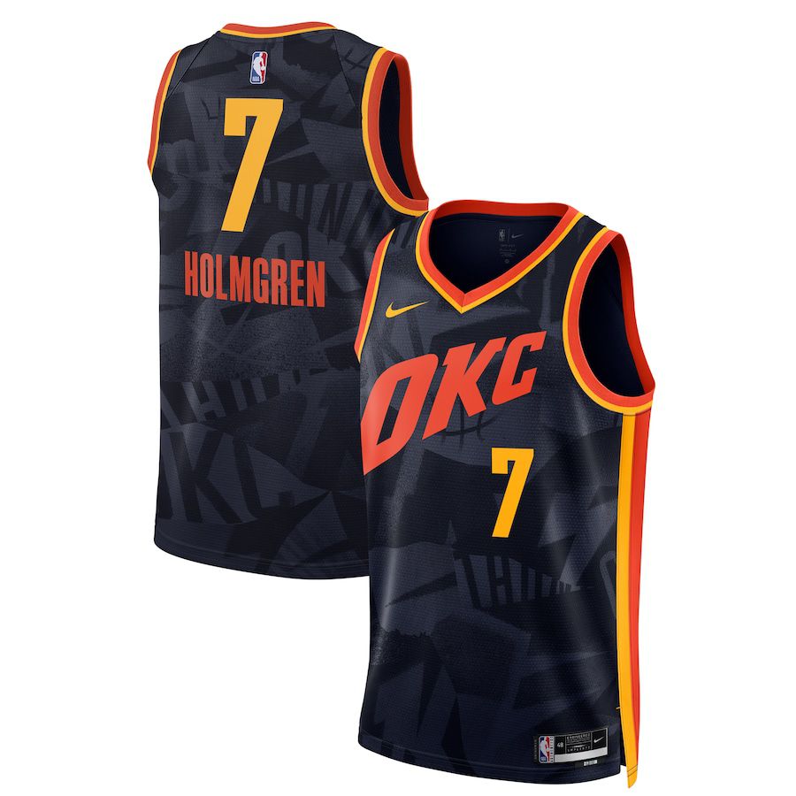 Men Oklahoma City Thunder 7 Chet Holmgren Nike Navy City Edition 2023-24 Swingman NBA Jersey